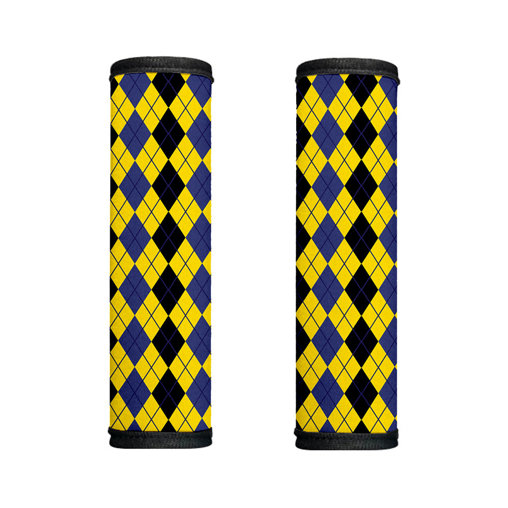 Black Blue And Yellow Argyle Print Handle Covers