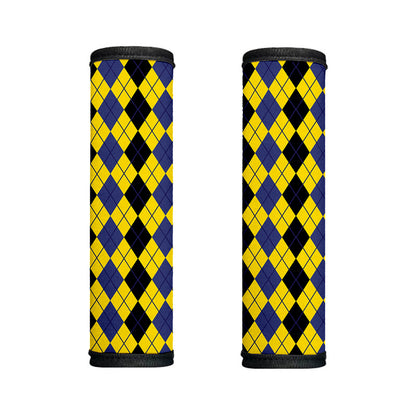 Black Blue And Yellow Argyle Print Handle Covers