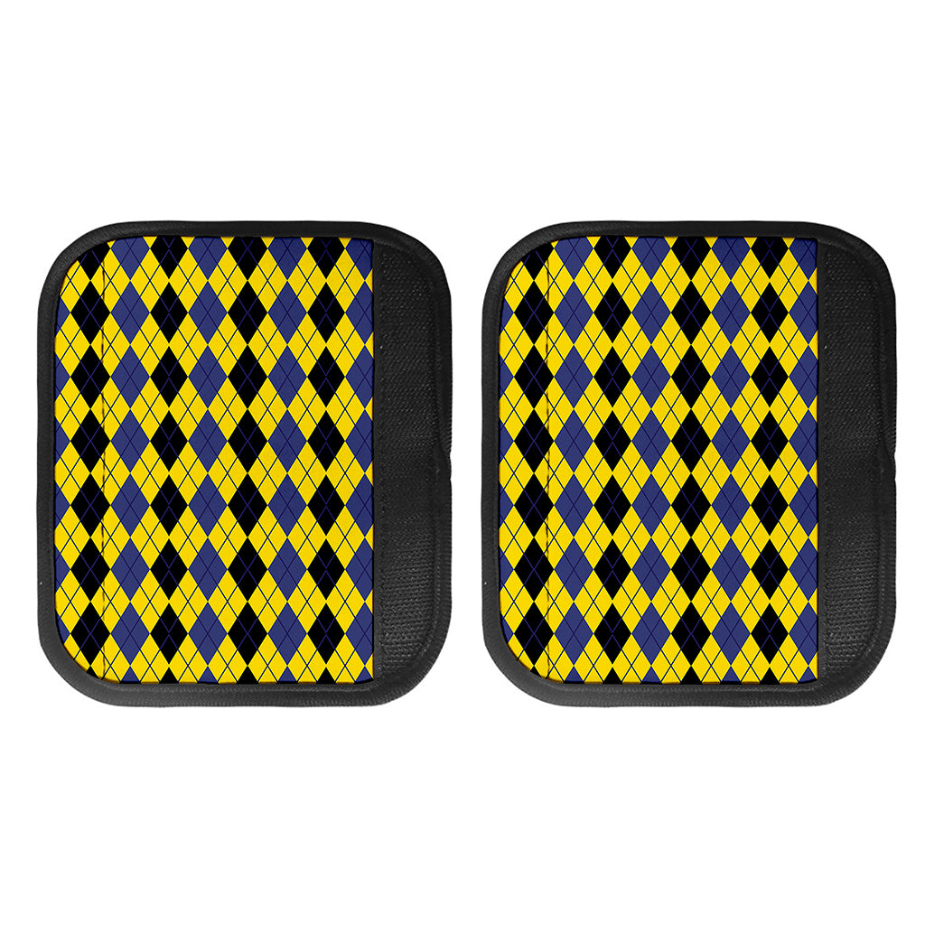 Black Blue And Yellow Argyle Print Handle Covers