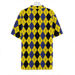Black Blue And Yellow Argyle Print Hawaiian Shirt