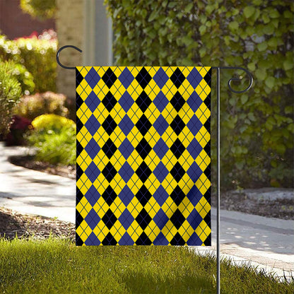 Black Blue And Yellow Argyle Print House Flag