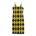 Black Blue And Yellow Argyle Print Jersey Midi Cami Dress