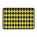Black Blue And Yellow Argyle Print Kitchen Mat