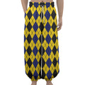 Black Blue And Yellow Argyle Print Lantern Pants
