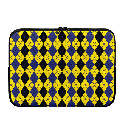 Black Blue And Yellow Argyle Print Laptop Sleeve