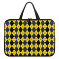 Black Blue And Yellow Argyle Print Laptop Sleeve With Handle