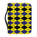 Black Blue And Yellow Argyle Print Leather Bible Cover