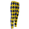 Black Blue And Yellow Argyle Print Men's Compression Pants