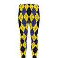 Black Blue And Yellow Argyle Print Men's Leggings