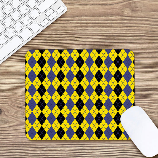 Black Blue And Yellow Argyle Print Mouse Pad