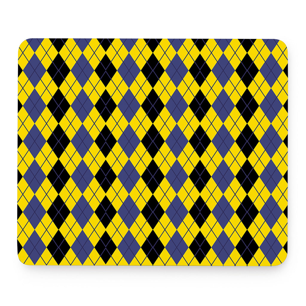 Black Blue And Yellow Argyle Print Mouse Pad