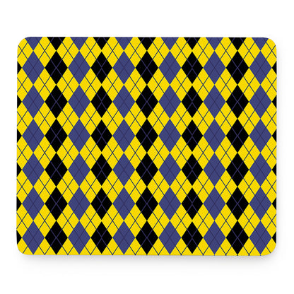 Black Blue And Yellow Argyle Print Mouse Pad