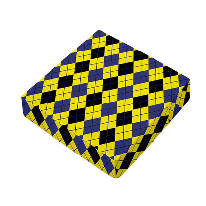 Black Blue And Yellow Argyle Print Outdoor Seat Cushion Cover