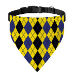 Black Blue And Yellow Argyle Print Over The Collar Dog Bandana