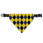 Black Blue And Yellow Argyle Print Over The Collar Dog Bandana