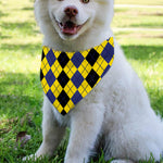 Black Blue And Yellow Argyle Print Over The Collar Dog Bandana