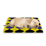Black Blue And Yellow Argyle Print Pet Cooling Mat Cover