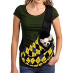 Black Blue And Yellow Argyle Print Pet Sling Carrier