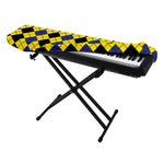 Black Blue And Yellow Argyle Print Piano Keyboard Cover