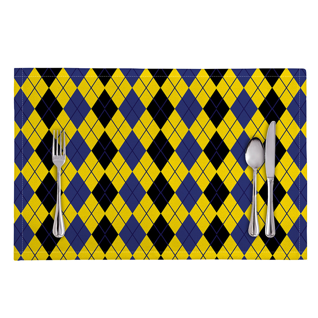 Black Blue And Yellow Argyle Print Placemat