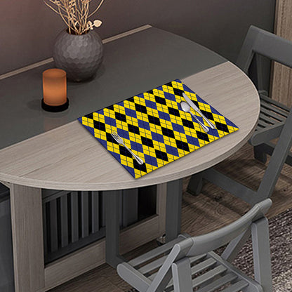 Black Blue And Yellow Argyle Print Placemat
