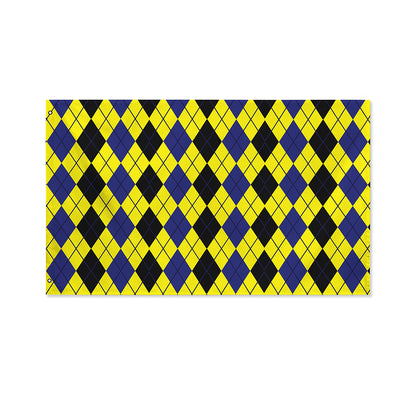 Black Blue And Yellow Argyle Print Polyester Flag