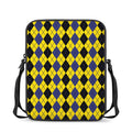 Black Blue And Yellow Argyle Print Rectangular Crossbody Bag