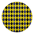 Black Blue And Yellow Argyle Print Round Blanket