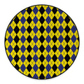 Black Blue And Yellow Argyle Print Round Floor Mat