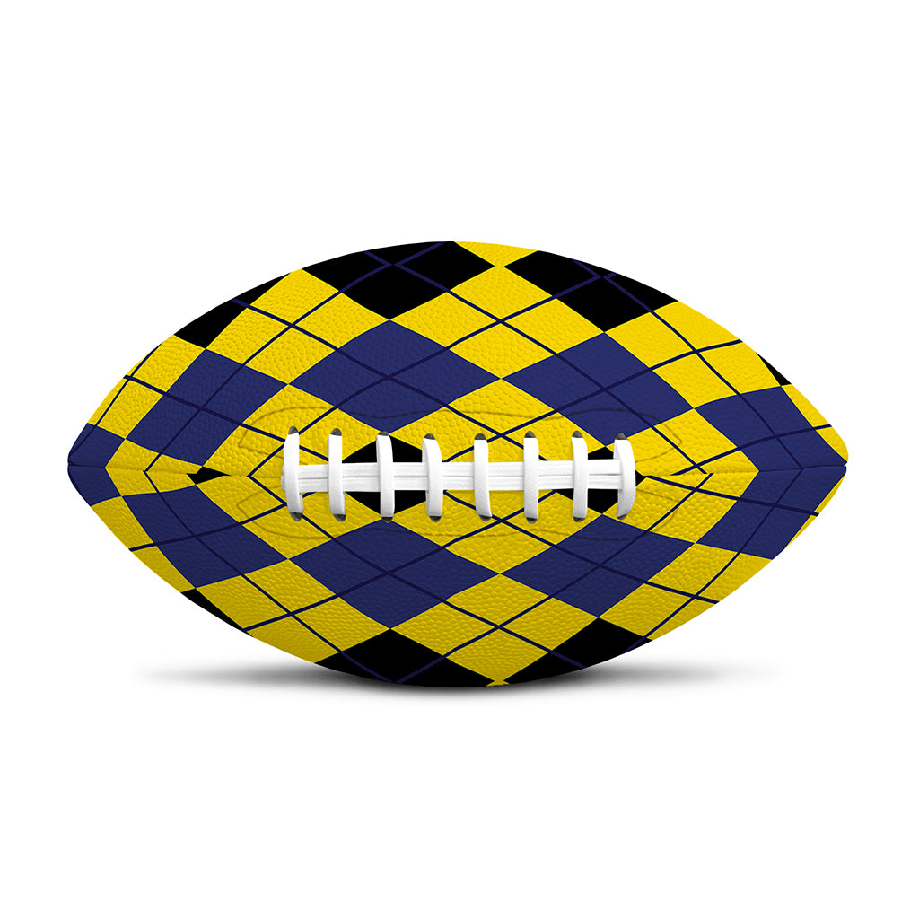 Black Blue And Yellow Argyle Print Rugby Ball
