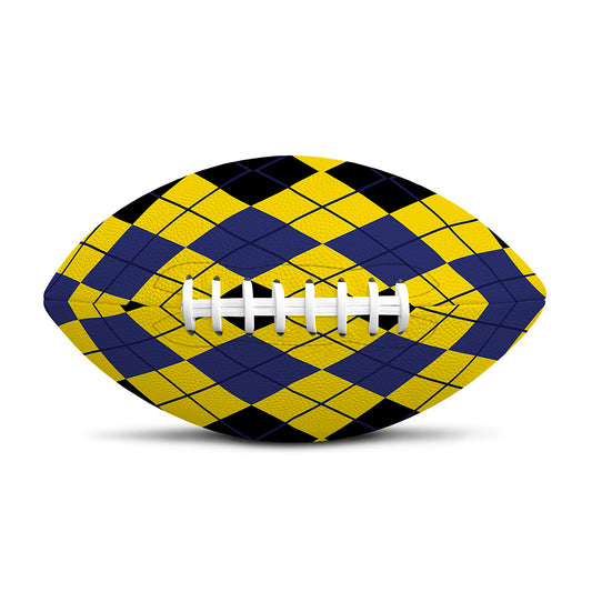 Black Blue And Yellow Argyle Print Rugby Ball