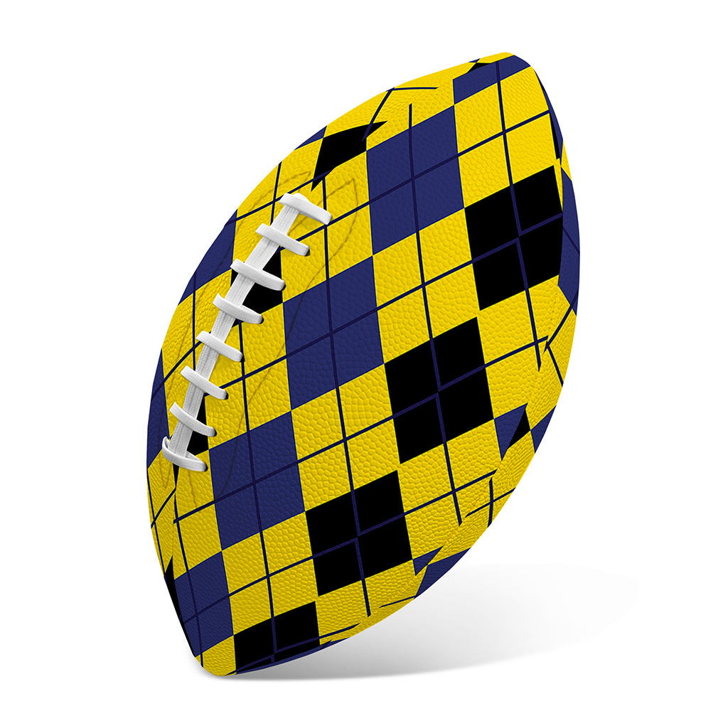Black Blue And Yellow Argyle Print Rugby Ball