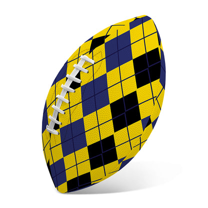 Black Blue And Yellow Argyle Print Rugby Ball