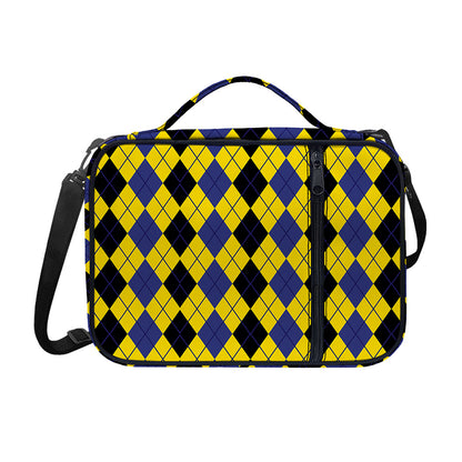 Black Blue And Yellow Argyle Print Shoulder Strap Bible Bag