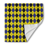 Black Blue And Yellow Argyle Print Silk Bandana