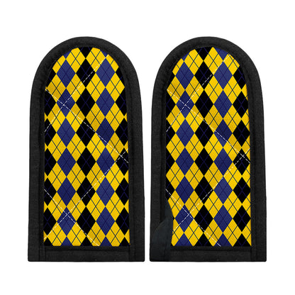 Black Blue And Yellow Argyle Print Skillet Handle Cover