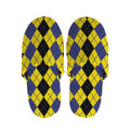 Black Blue And Yellow Argyle Print Slippers