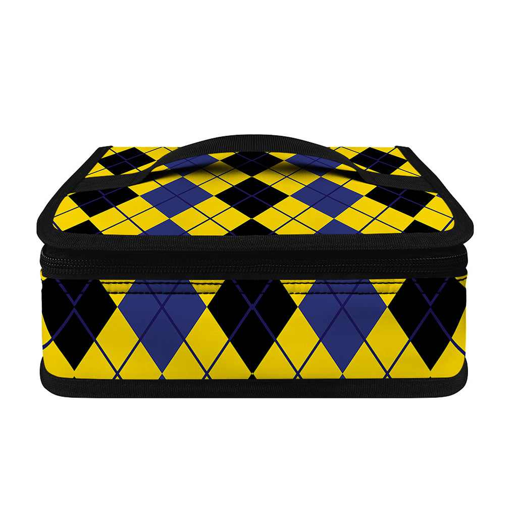 Black Blue And Yellow Argyle Print Small Lunch Bag