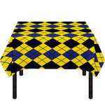 Black Blue And Yellow Argyle Print Tablecloth