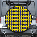 Black Blue And Yellow Argyle Print Tire Cover