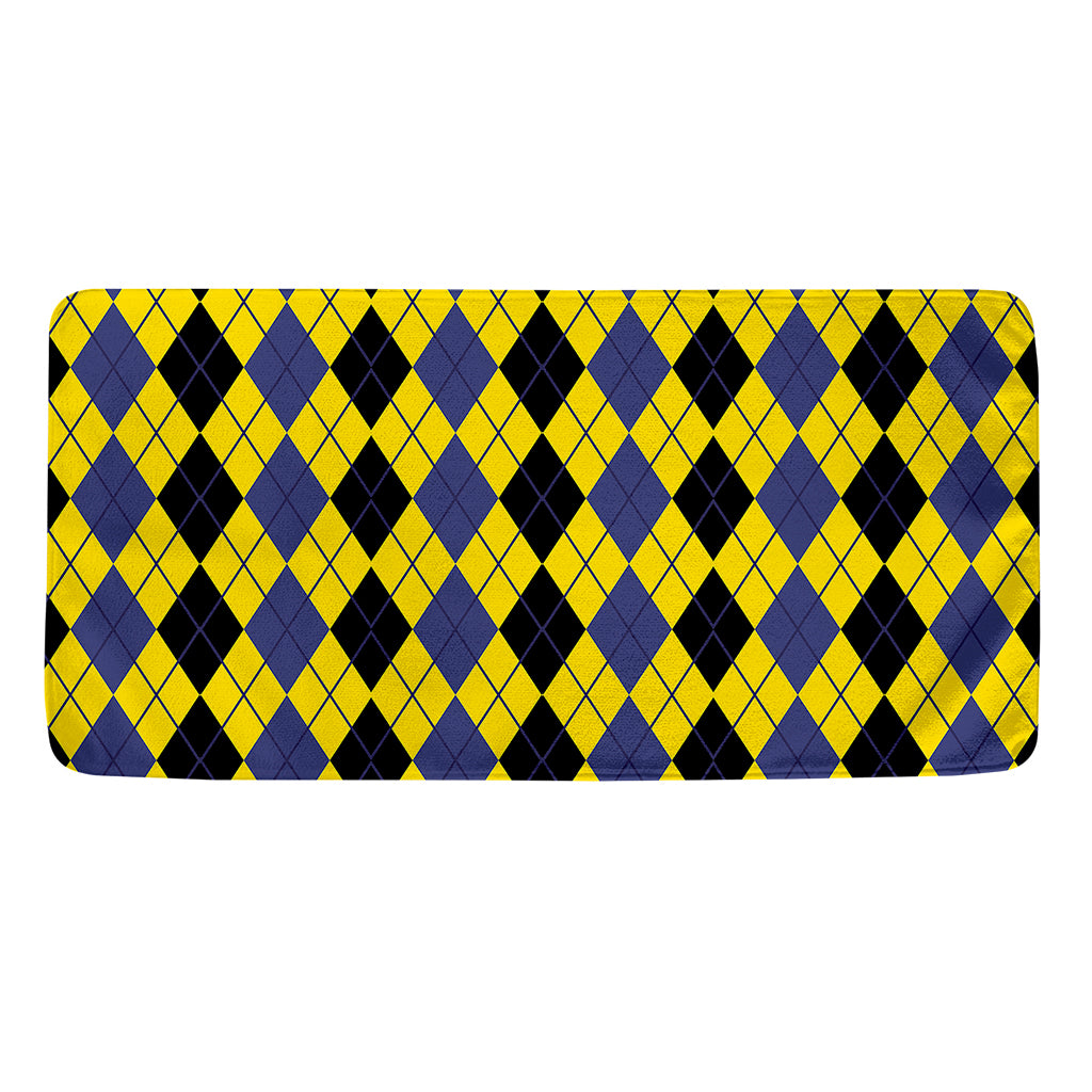 Black Blue And Yellow Argyle Print Towel