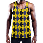 Black Blue And Yellow Argyle Print Training Tank Top