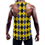 Black Blue And Yellow Argyle Print Training Tank Top