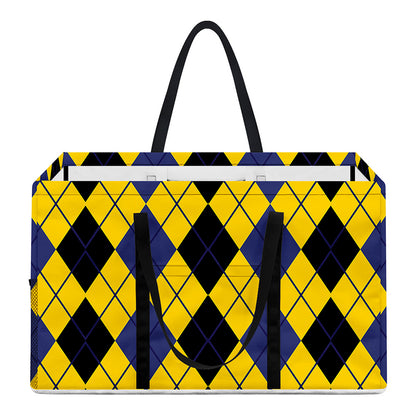 Black Blue And Yellow Argyle Print Utility Tote Bag
