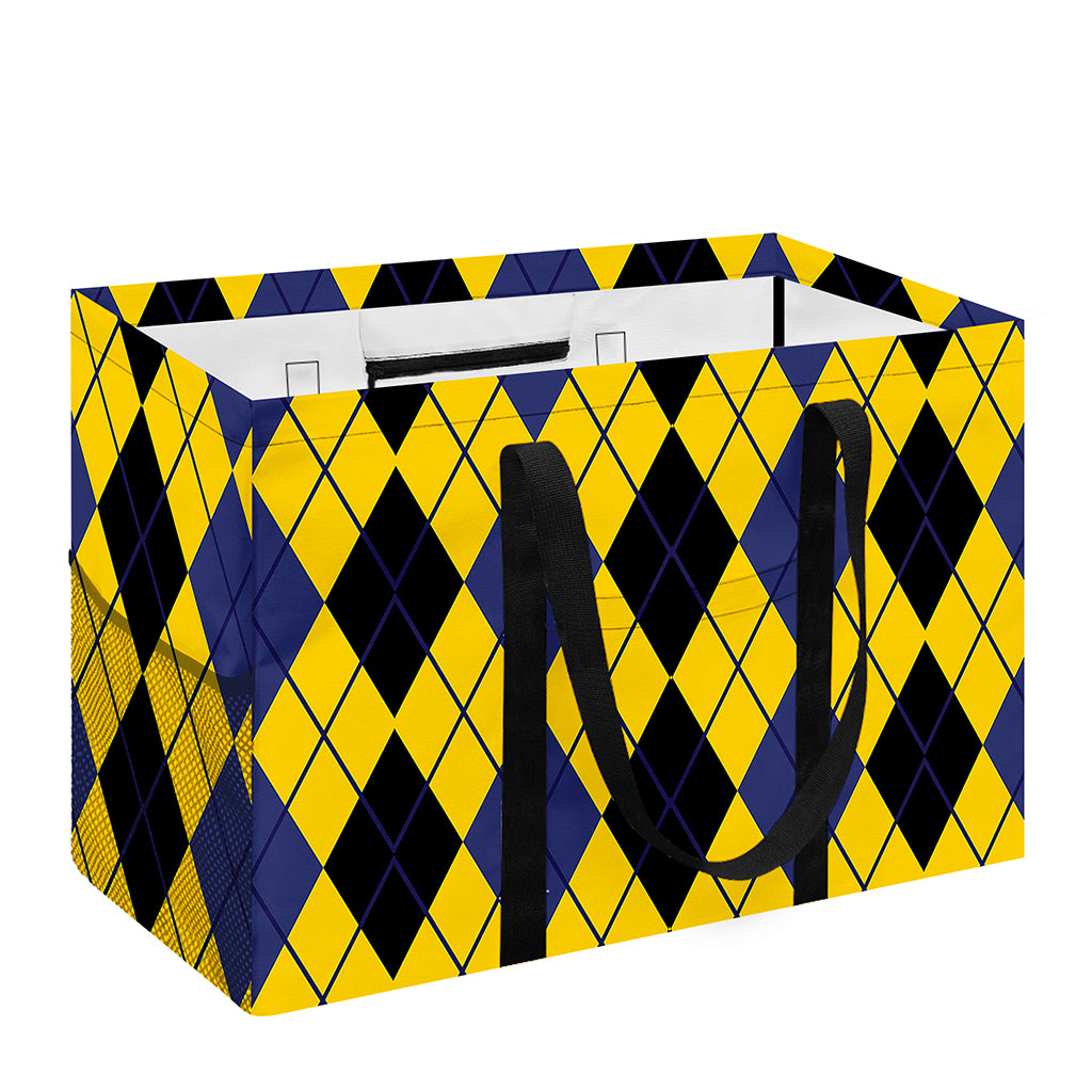 Black Blue And Yellow Argyle Print Utility Tote Bag