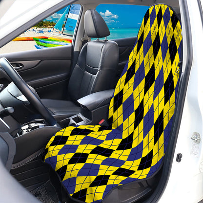 Black Blue And Yellow Argyle Print Waterproof Car Seat Cover