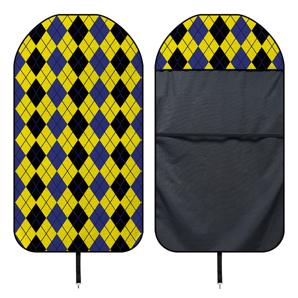 Black Blue And Yellow Argyle Print Waterproof Car Seat Cover