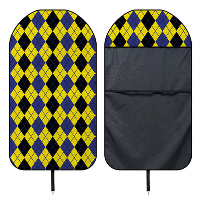 Black Blue And Yellow Argyle Print Waterproof Car Seat Cover