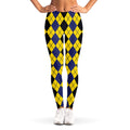 Black Blue And Yellow Argyle Print Women's Leggings