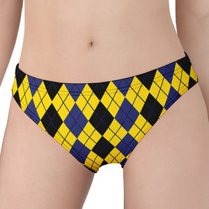 Black Blue And Yellow Argyle Print Women's Panties